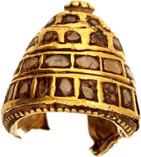 Gold coated Silver Mukut with Diamonds Primitive Money of Satavahana period.