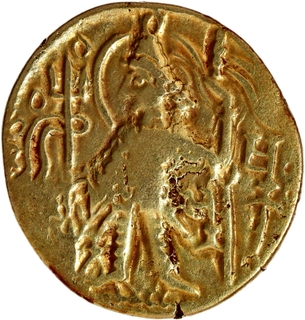 Very Rare Gold Dinar Coin of Shaka I of Later Kushan Dynasty.