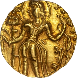 Extremely Rare Archer type Gold Heavy Dinar Coin of Skandagupta of Gupta Dynasty.