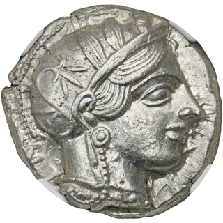 Extremely Rare NGC Graded Silver Tetradrachma Coin of Athens of Attica Greeks of Mid-mass Coinage Issue.