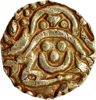  Base Gold Four and Half Masha Coin of Gangeyadeva of Kalachuris of Tripuri.
