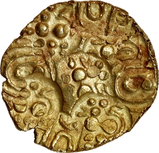 Rare Punch Marked Gold Pagoda Coin of Jayasimha II of Chalukyas of Kalyana.