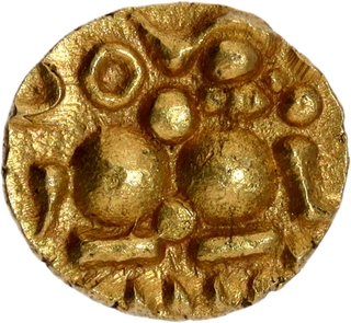 Rare Gold Fanam Coin of Nolambas of Central Karnataka.