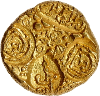 Very Rare Gold Punch Marked Gadyana Coin of Nanni Nolamba of Nolambas of Central Karnataka.