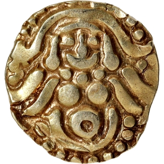 Very Rare Ghurid-Era Gold Coin Featuring Goddess Lakshmi with Muhammad bin Sam Nagari Legends.