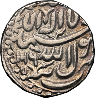 Graded by NGC as AU Details  Rare Tatta Mint Silver Jahangiri Rupee (20 % Overweight), AH 1016 /3 RY Coin.