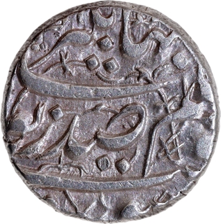 Mughal Empire-Noorjahan Silver ½ Rupee, Surat Mint, AH 1037, “Sad Zewar” Couplet, Unlisted Date, Exceedingly Rare.