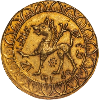 Tripura Kingdom-Krishna Kishora Manikya (1830–1849 AD), Gold Mohur, Saka Era 1752-Exceptionally Rare, UNC, Well-Struck.