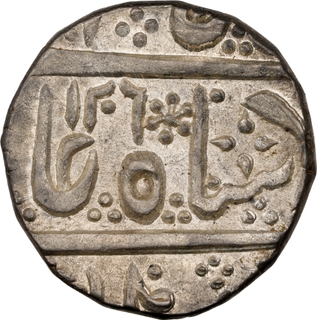 Top Pop- NGC as MS 64 Shah Alam II Malharnagar Silver Rupee AH 1206 Coin.