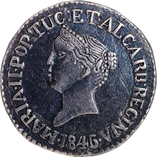 Indo-Portuguese Goa-D. Maria II Silver ½ Pardao (150 Reis), 1846, Strike-Through Error, Very Rare, First Time Offering