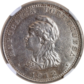 Graded by NGC as AU 55- Indo-Portuguese-Administration Silver Uma Rupia, 1912 AD Coin.