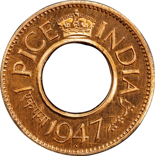 Extremely Rare Top Pop PCGS PR 64 RD Graded Bronze One Pice Proof Restrike Coin of King George VI of Bombay Mint of 1947.
