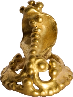 Very Rare Satavahana Period Gold Miniature Snake Pendant / Mukut Ornament (c. 100 BC) with Ravali Work. Ritual Serpent Form with Fine Detailing.