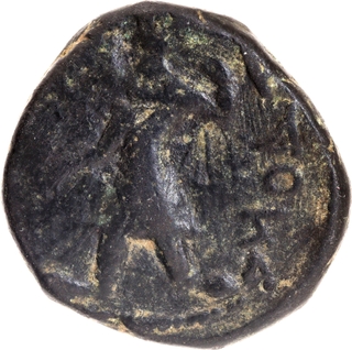 Very Rare Copper Tetradrachma Coin of Kanishka I of Kushan Dynasty of Shakyamuni Buddha Type.