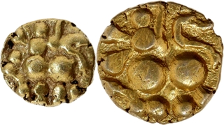 Gold Quarter Fanam and Fanam Coins of Hoysala Dynasty.