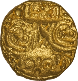 Rare Punch Marked Gold Pagoda Coin of Bhujabala of Telugu Chodas of Nellore.