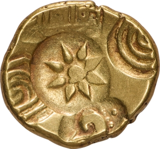 Rare Punch Marked Gold Padmatanka Coin of Ramachandra of Yadavas of Devagiri.