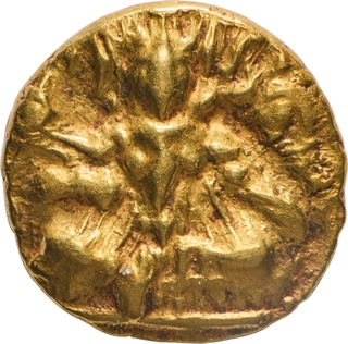 Rare Gold Half Varaha Coin of Krishnadevaraya of Vijayanagara Empire of Balakrishna type.