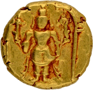 Centrally Struck Gold Half Varaha Coin of Venkatapathiraya III of Aravidu Dynasty of Vijayanagara Empire in UNC Condition.