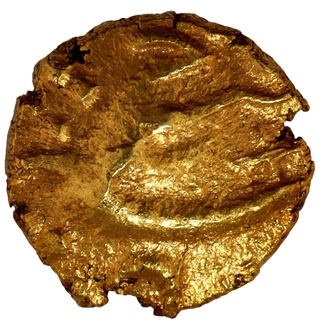 Rare Farrukhsiyar Balapur Mint Gold Fanam Coin.