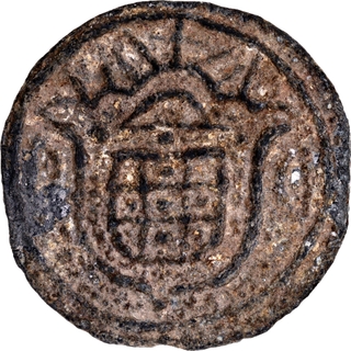 Rare Portuguese India, Diu, Pedro IV, Zinc 20 Bazarucos, 1828 AD, Tutenaga Mint, Gomes 5.02.