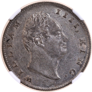 Rare NGC AU 55 Graded Silver One Rupee Coin of Calcutta Mint of King William IIII of 1835 of R S Incused.