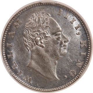 Rare NGS MS 60+ Graded Silver One Rupee Coin of King William IIII of Calcutta Mint of 1835.