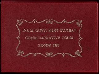 Rare Indira Gandhi Proof Set of 4 Coins of Bombay Mint of 1985.