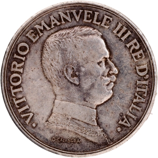  Rare Silver Five Lire Coin of Victor Emmanuel III of Italy of 1914.