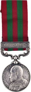 Rare Silver India Medal of King Edward VII with Waziristan clasp of British India.