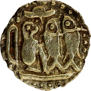 Rare Gold One Eighth Kahavanu Coin of Raja Raja I of Chola Empire.