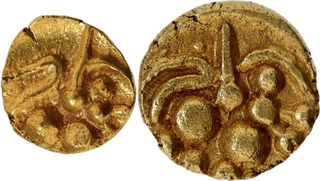 Rare Gold Quarter Fanam and Fanam Coins of Chalukyas of Kalyana.
