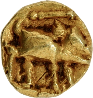 Exceedingly Rare Rajaraja Narendra Coin with Kannada Regnal Year 23 and Varaha Emblem, First Known Specimen. 