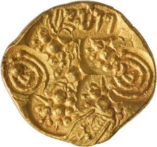 Very Rare Punch Marked Gold Pagoda Coin of Bhujabala of Telugu Chodas of Nellore.