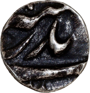 Aurangzeb Silver Nisar 1/32 Rupee (Half Anna), “Badr Munir” Couplet Type – AU–UNC, Extremely Rare.