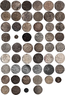  This Advanced Collection of the Silver Coinage of Farrukhsiyar features 52 coins, including Exceedingly Rare mints and fractions.