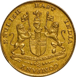 Madras Presidency Gold Ashrafi (Mohur), 1819, AU-UNC Grade Extremely Rare.