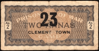 Extremely Rare Two Annas Prisoners of War Coupon of World War II of 23 Clement Town of 1942.