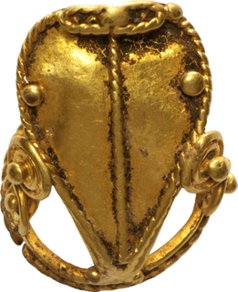 Very Rare Satavahana Period Gold Miniature Snake Mukut (Crown) Ornament (c. 100 BC) with Ravali Work. Ritual Serpent Form.