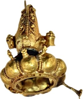 Very Rare Gold Mukut Primitive Money from Post-Gupta period.