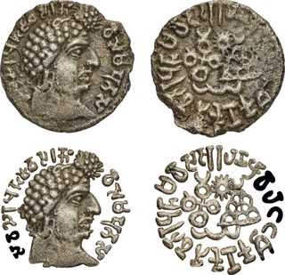 Very Rare Silver Portrait Coin of Vashishthiputra Siva Sri Pulumavi  of Satavahana Dynasty from 152–160 AD.