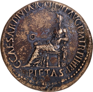 Extremely Rare Brass Sestertius Coin of Caligula of Roman Empire.