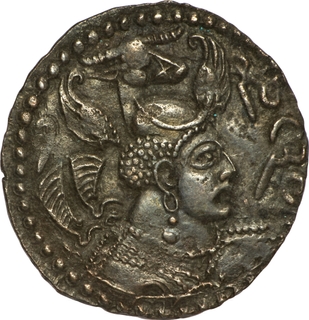 Rare Silver Drachma Coin of Hephthalite (White Huns) of Napki Malik type.