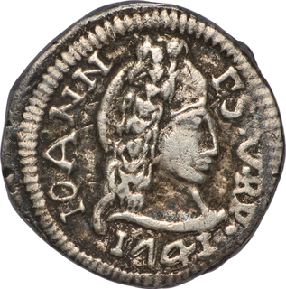 Indo-Portuguese, Goa, D. Joao V, Silver Meio Pardao (150 Reis )1741 AD, Elongated Shield Real Estreita Alta Crown Variant, Very Rare in this Grade.