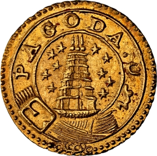 NGC as AU 58 Madras Presidency Gold Pagoda, 1808 AD 2nd Issue Edge: Oblique milling Coin.