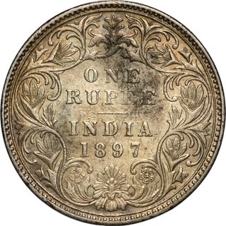 Very Rare Silver One Rupee Coin of Victoria Empress of Bombay Mint of 1897.