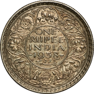 Rare Date Silver One Rupee Coin of King George VI of Bombay Mint of 1938.