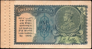 Rare One Rupee Banknote of King George V of 1935 Signed by J W Kelly of British India.
