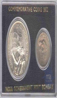 1972 Silver UNC Set 25th Anniversary of India's Independence Bombay Mint.