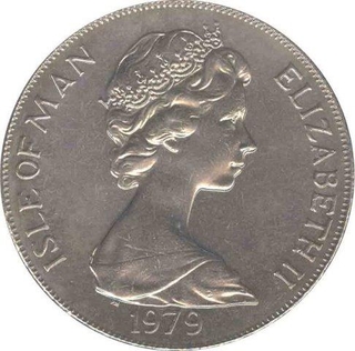 Cupro Nickle One crown coin of Elizabeth II Isle  of Man 1979.